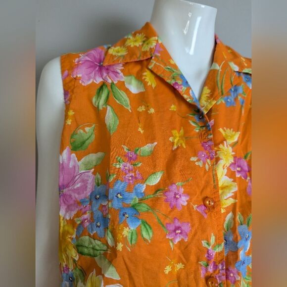 Vintage Jones New York Sleeveless Floral Tie-Front Blouse – Size Small - Picture 5 of 8
